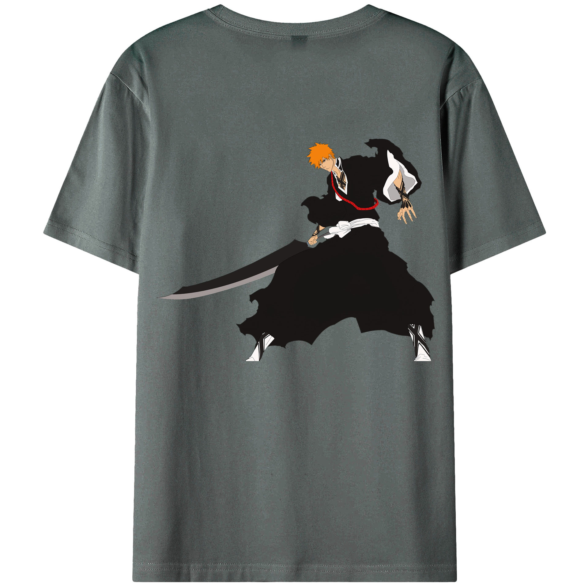 （画像用） ブリーチ 黒崎一護（くろさき いちご）BLEACH Kurosaki Ichigo 綿100％ メンズ半袖Tシャツ（バックプリント） 通気性